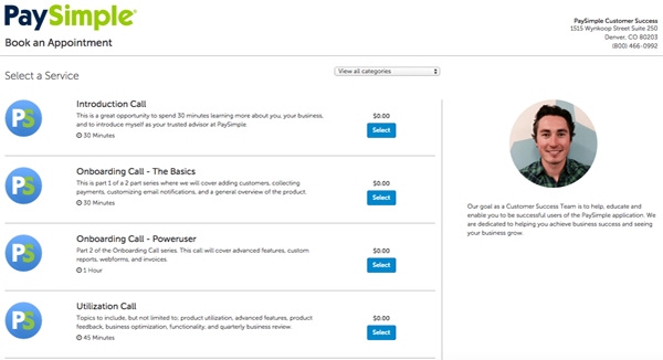 booking page from BookSimple